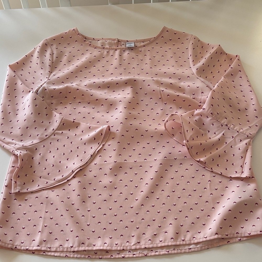 Old Navy Pink Heart Pattern Blouse